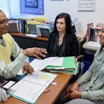 Ed Deer advising a student at Three Rivers