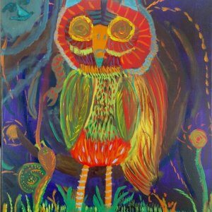 John Witherly, "Interesting Owl", acrylic on canvas