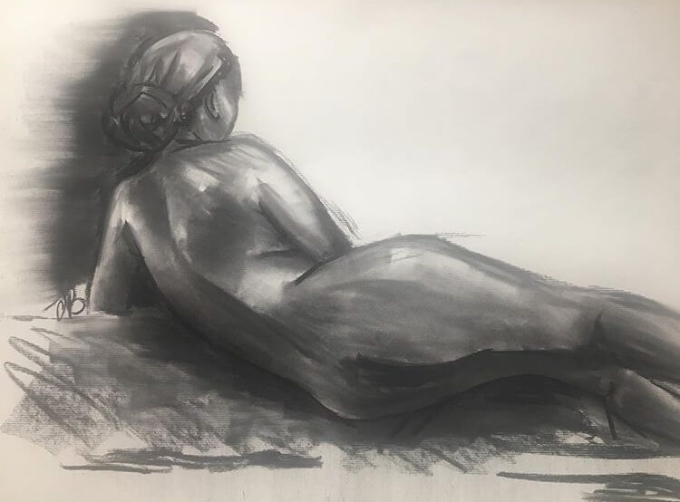 Ariana Bradley, "Untitled", Charcoal 18" x 24"