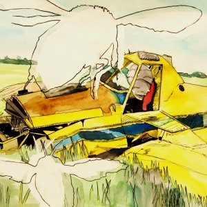 Davud Fonatine, "Karma’s A Bee", Pen and Watercolor, 18" x 9"