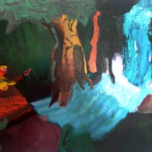 John Witherly, "Jungle Warrior", acrylic on canvas