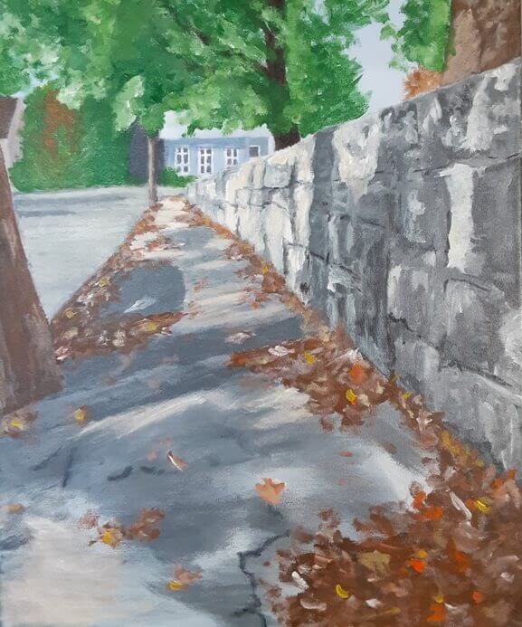 Jennifer Guilbe, "Raymond St.," Acrylic on Canvas, 16"x24"