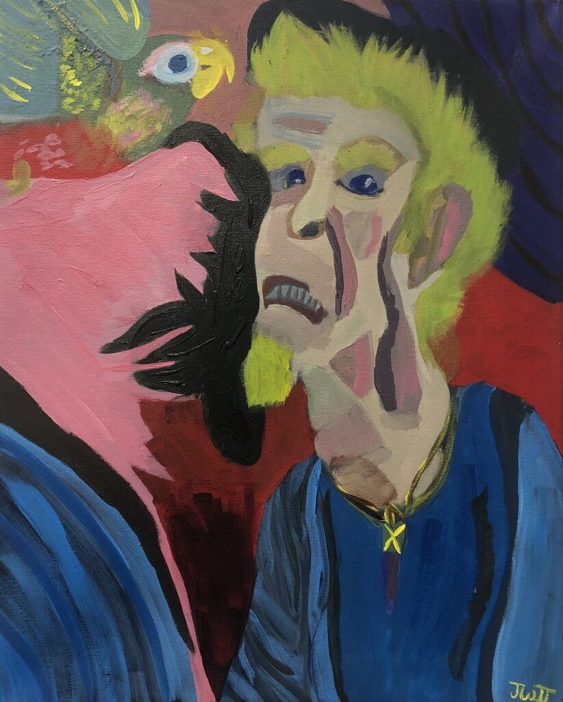 John Witherly II, "Self Portrait The Bird," Acrylic on Canvas, 16"x 20"