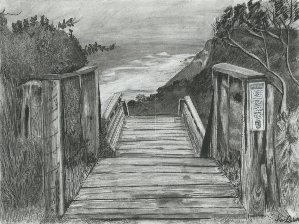 Kara Salovitz, "Bluffs On Block Island," Charcoal, Drawing I Spring 2020, Instructor Jacob Cullers