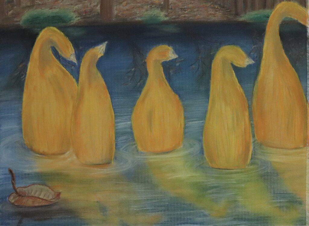 Kara Salovitz, "Guords In A Row," Pastels, Drawing II Fall 2020, Instructor Michael Peery