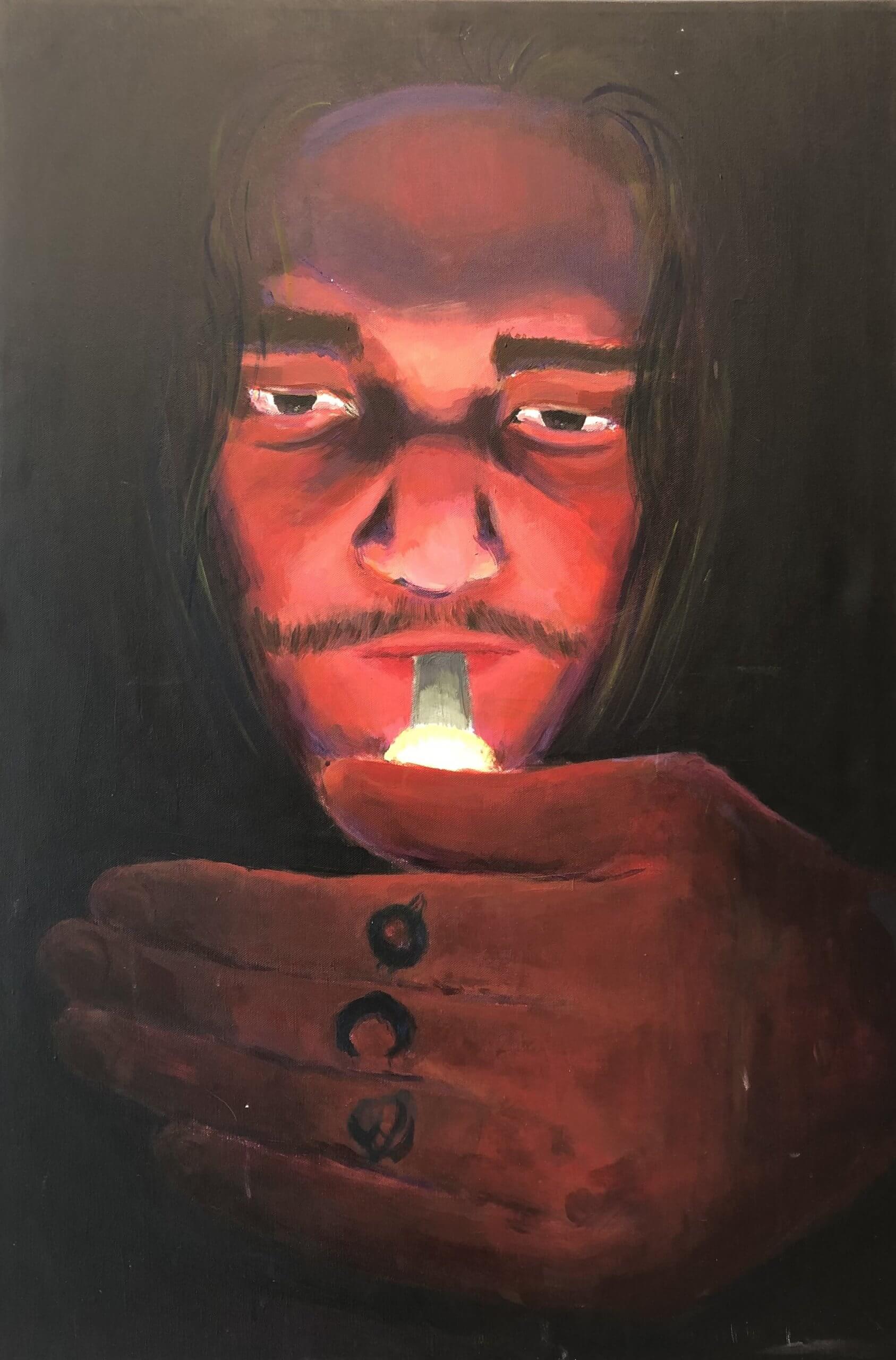 Makayla Richardson, "Smoke Break," Acrylic, 25" x 35"