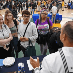 new london high school students at a job fair